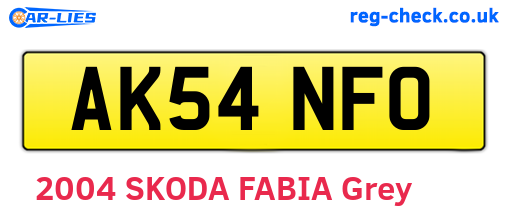 AK54NFO are the vehicle registration plates.