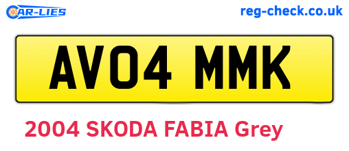 AV04MMK are the vehicle registration plates.