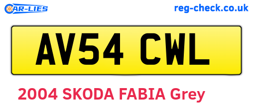 AV54CWL are the vehicle registration plates.