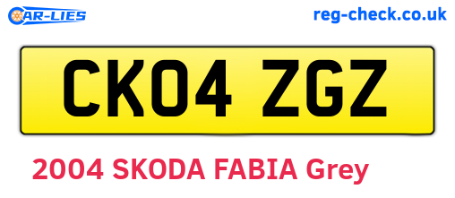 CK04ZGZ are the vehicle registration plates.