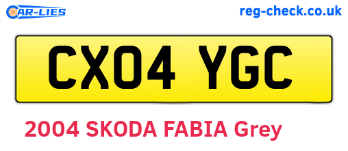 CX04YGC are the vehicle registration plates.