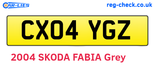 CX04YGZ are the vehicle registration plates.