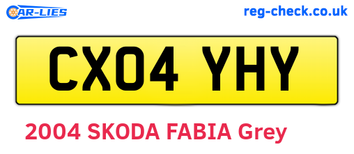 CX04YHY are the vehicle registration plates.
