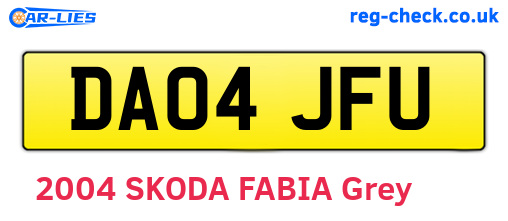 DA04JFU are the vehicle registration plates.
