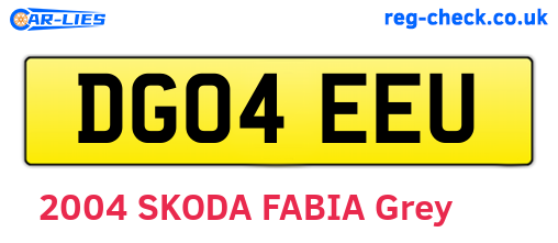 DG04EEU are the vehicle registration plates.