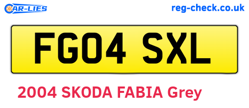 FG04SXL are the vehicle registration plates.