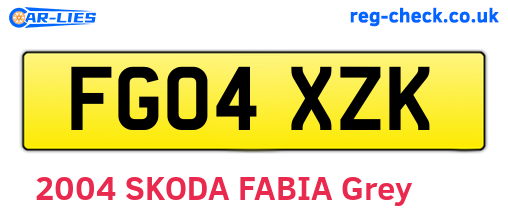 FG04XZK are the vehicle registration plates.