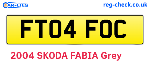 FT04FOC are the vehicle registration plates.