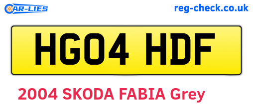 HG04HDF are the vehicle registration plates.