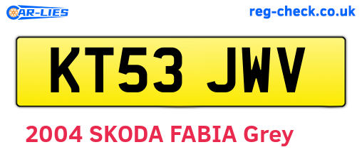 KT53JWV are the vehicle registration plates.