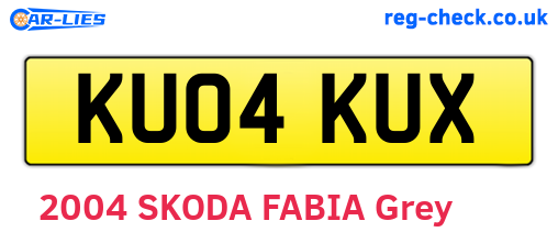 KU04KUX are the vehicle registration plates.