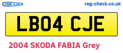 LB04CJE are the vehicle registration plates.