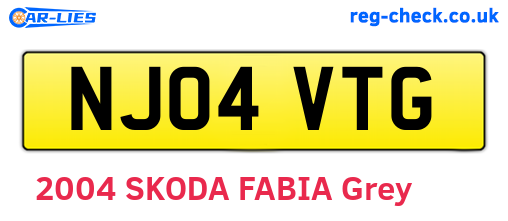 NJ04VTG are the vehicle registration plates.