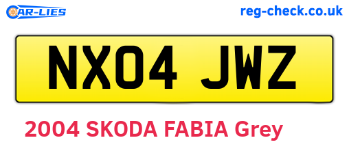 NX04JWZ are the vehicle registration plates.