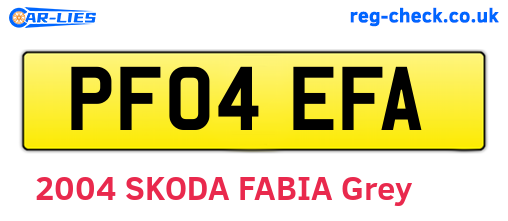 PF04EFA are the vehicle registration plates.