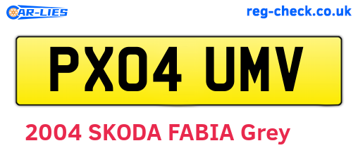 PX04UMV are the vehicle registration plates.