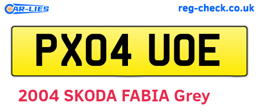 PX04UOE are the vehicle registration plates.