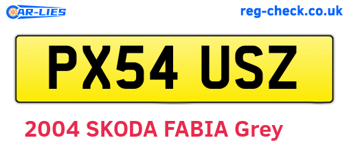 PX54USZ are the vehicle registration plates.