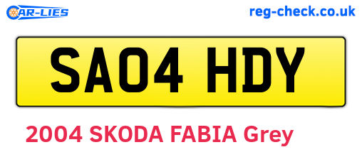 SA04HDY are the vehicle registration plates.