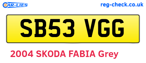 SB53VGG are the vehicle registration plates.