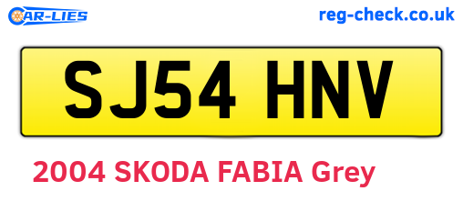 SJ54HNV are the vehicle registration plates.