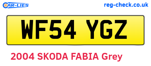 WF54YGZ are the vehicle registration plates.