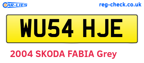 WU54HJE are the vehicle registration plates.