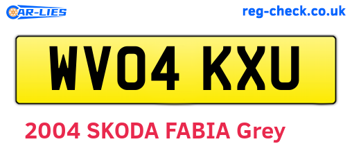 WV04KXU are the vehicle registration plates.