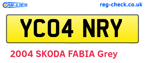 YC04NRY are the vehicle registration plates.