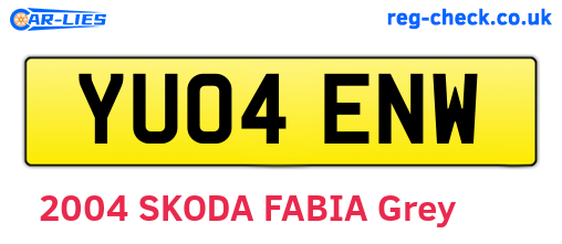 YU04ENW are the vehicle registration plates.