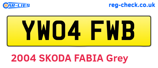 YW04FWB are the vehicle registration plates.