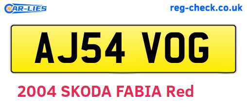 AJ54VOG are the vehicle registration plates.