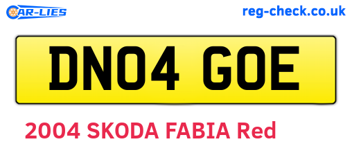 DN04GOE are the vehicle registration plates.
