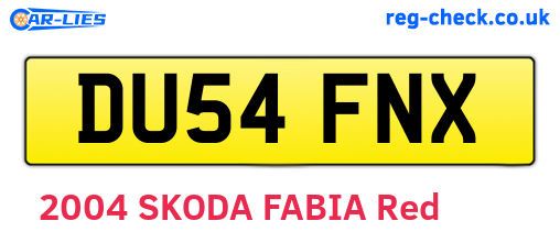 DU54FNX are the vehicle registration plates.