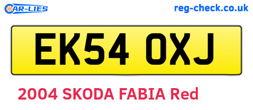 EK54OXJ are the vehicle registration plates.