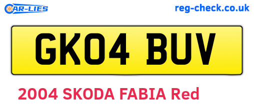 GK04BUV are the vehicle registration plates.