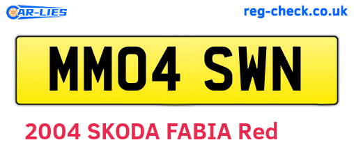 MM04SWN are the vehicle registration plates.