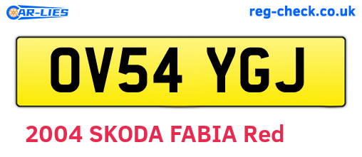 OV54YGJ are the vehicle registration plates.