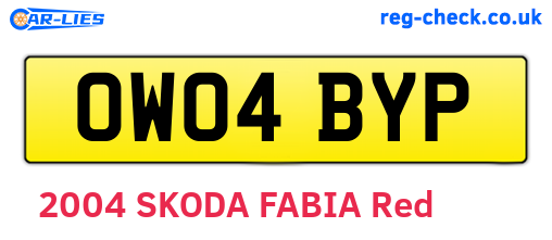 OW04BYP are the vehicle registration plates.
