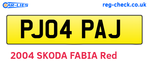 PJ04PAJ are the vehicle registration plates.