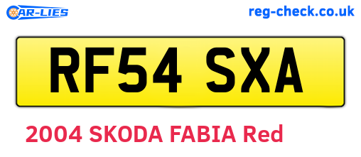 RF54SXA are the vehicle registration plates.