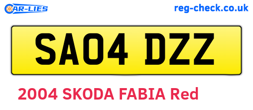 SA04DZZ are the vehicle registration plates.