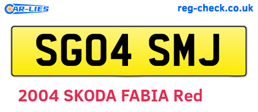 SG04SMJ are the vehicle registration plates.