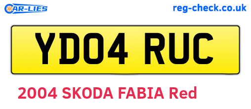 YD04RUC are the vehicle registration plates.