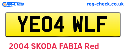 YE04WLF are the vehicle registration plates.