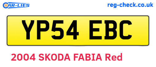 YP54EBC are the vehicle registration plates.