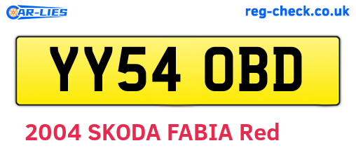 YY54OBD are the vehicle registration plates.