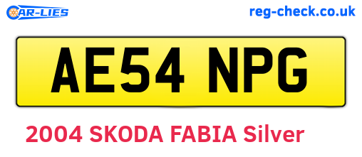 AE54NPG are the vehicle registration plates.