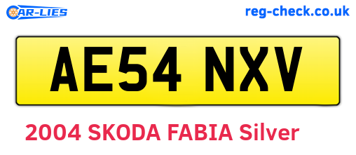 AE54NXV are the vehicle registration plates.