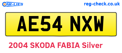 AE54NXW are the vehicle registration plates.